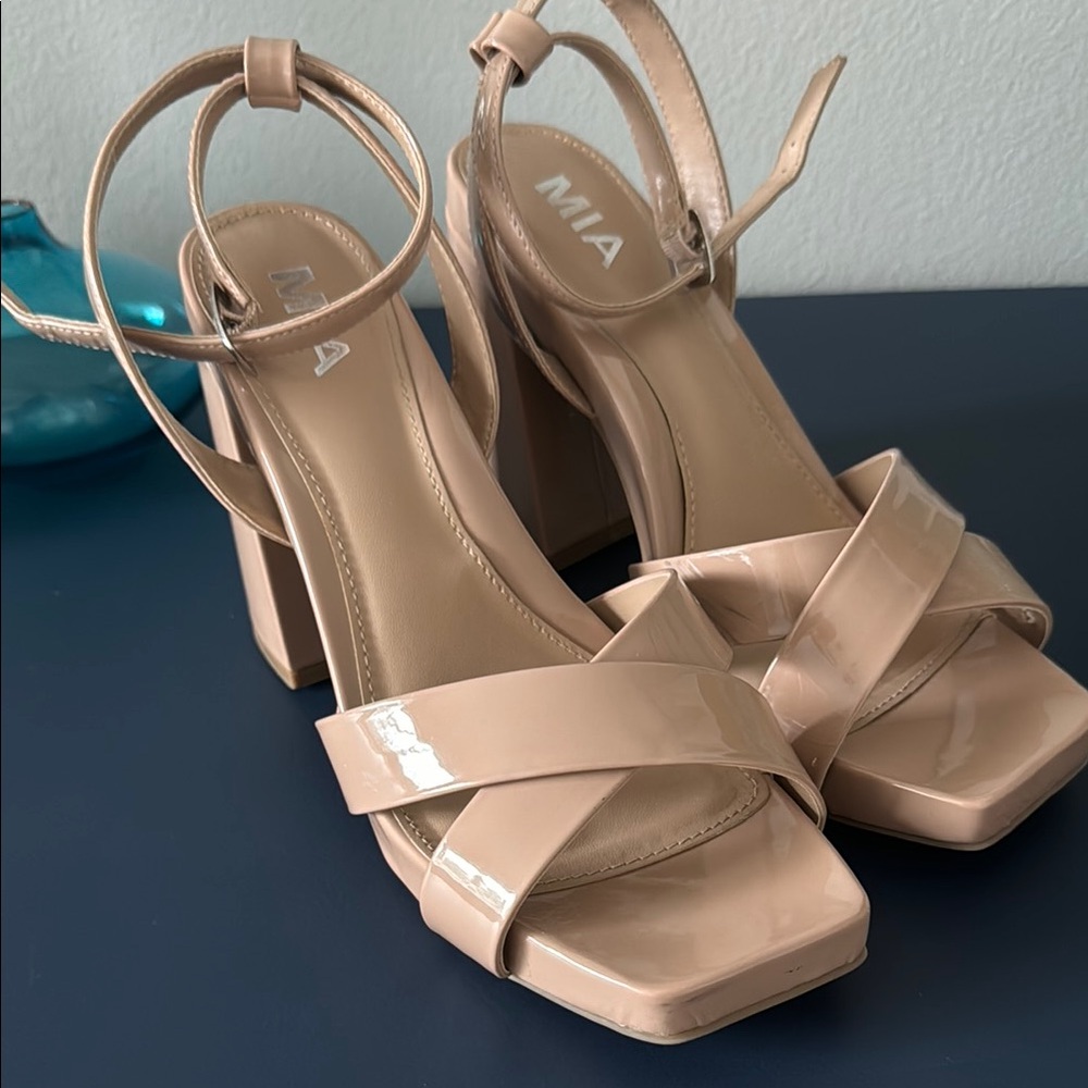 MIA Cream Block Heel Sandals